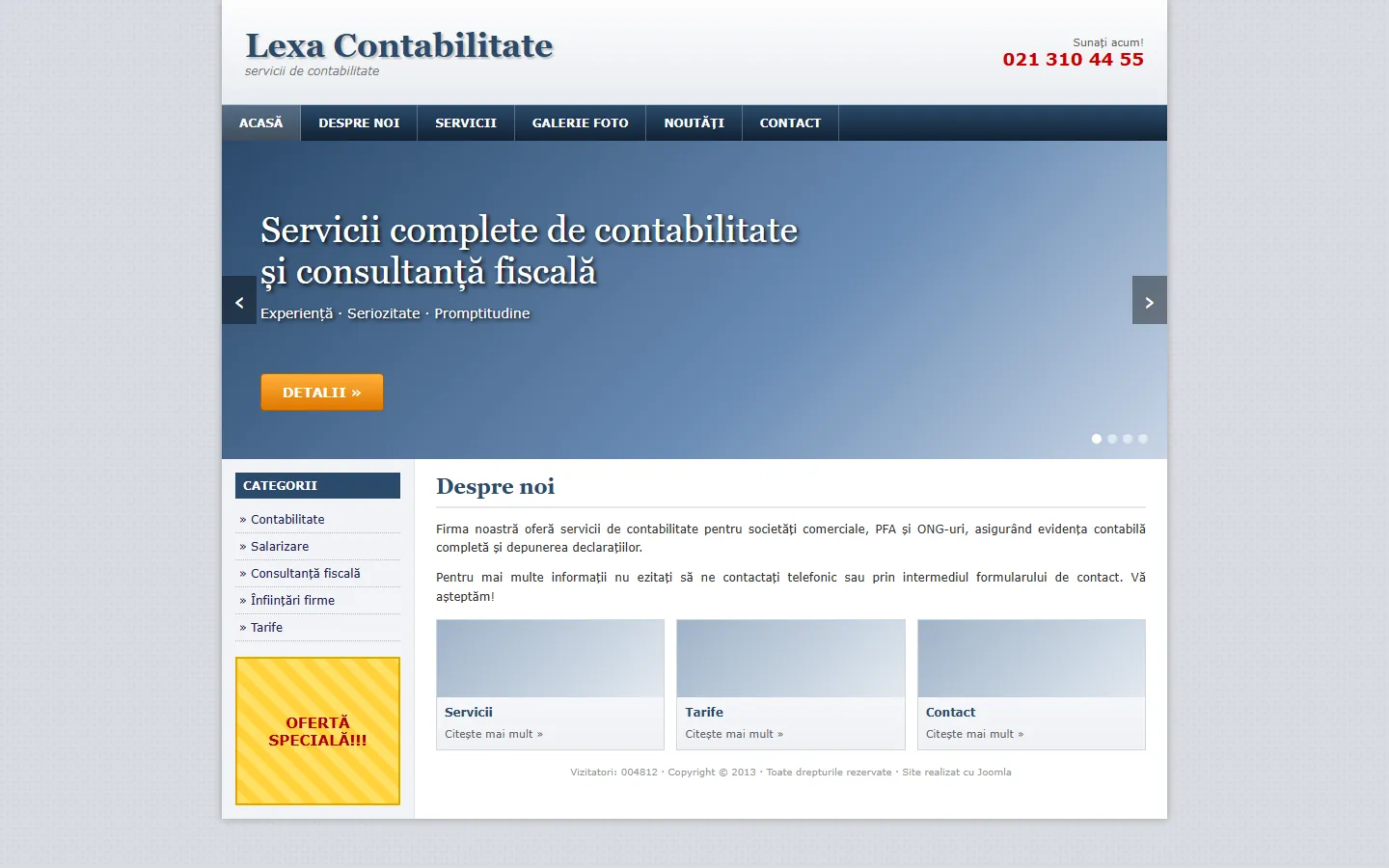 Un site tipic, în stil vechi, pentru contabilitate online