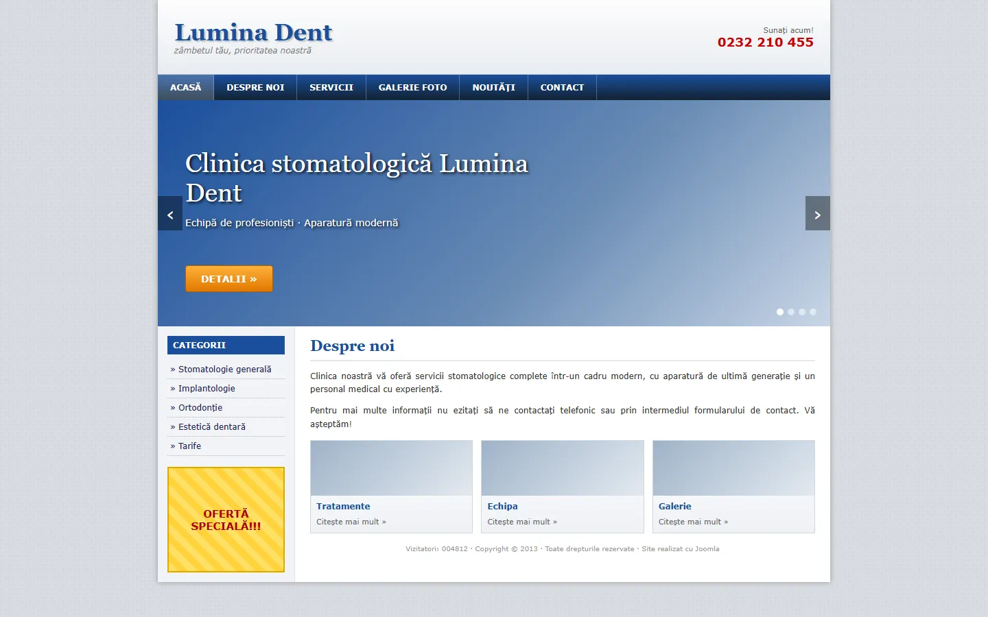 Un site tipic, în stil vechi, pentru clinică stomatologică