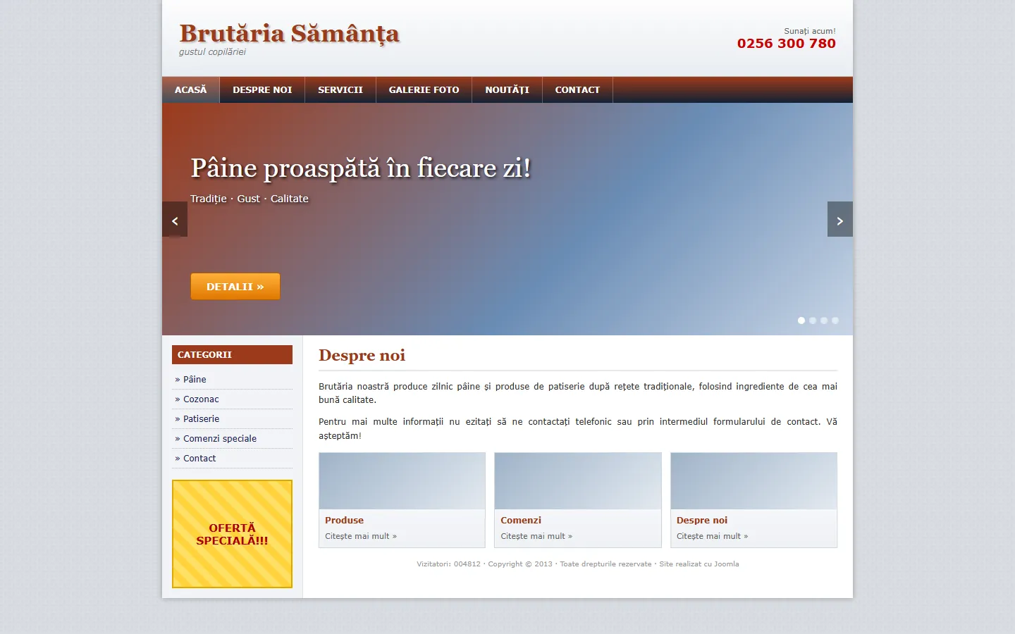 Un site tipic, în stil vechi, pentru brutărie cu livrare